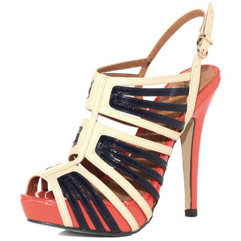 Off White Platform Sandal - predominant colour: multicoloured; material: leather; heel height: high; ankle detail: ankle strap; heel: platform; toe: open toe/peeptoe; style: strappy