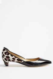 Alice Pointed Court Shoe Dvf - predominant colour: black; material: leather; heel height: mid; embellishment: animal print; heel: kitten; toe: pointed toe; style: courts; pattern: animal print