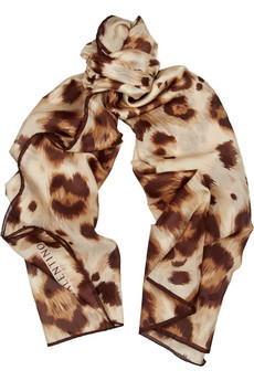 Animal Print Textured Silk Chiffon Scarf - predominant colour: multicoloured; type of pattern: heavy; style: standard; size: standard; material: silk; pattern: animal print