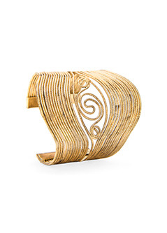 Engraved Cuff - predominant colour: gold; style: cuff; size: large/oversized; material: chain/metal