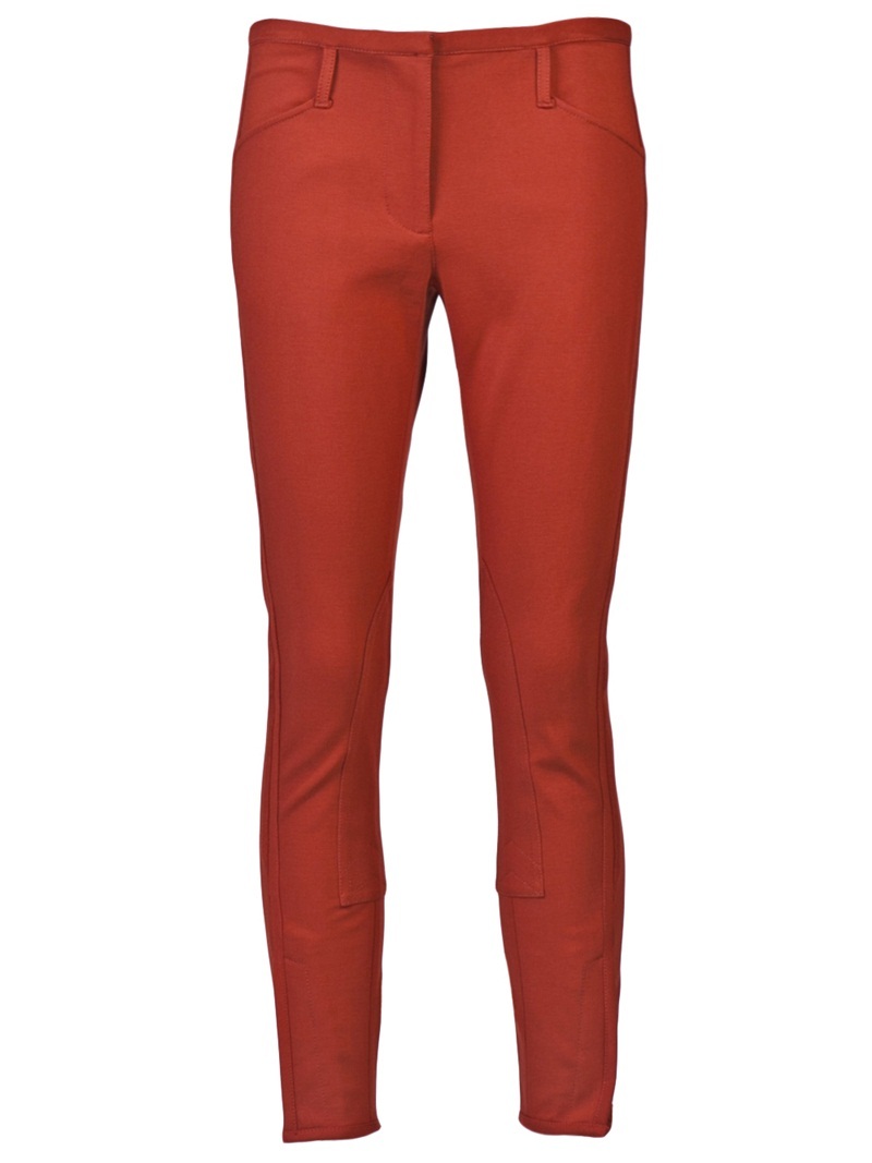 Cropped Jodhpur Trouser - waist detail: fitted waist, belted waist/tie at waist/drawstring, narrow waistband; hip detail: front pockets at hip, fitted at hip (bottoms); waist: mid/regular rise; predominant colour: terracotta; occasions: casual; length: ankle length; fibres: polyester/polyamide - stretch; material texture: jersey; trends: deep tones; fit: skinny/tight leg; texture group: jersey - stretchy/drapey; style: standard