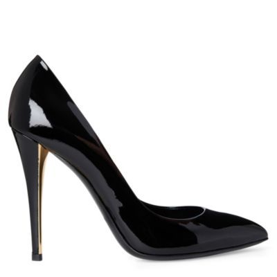 Clara Patent Leather Courts - predominant colour: black; material: patent; heel height: high; heel: stiletto; toe: pointed toe; style: courts; finish: patent