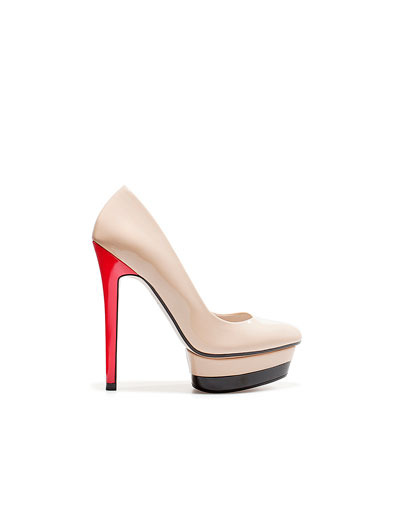 Patent Leather Platform Court Shoe - predominant colour: multicoloured; material: patent; heel height: high; heel: platform; toe: pointed toe; style: courts; finish: patent