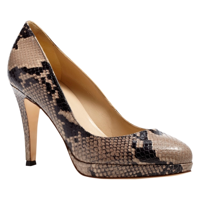 Hobbs Juliet Leather Snakeskin Platform Stiletto Court Shoes, Black