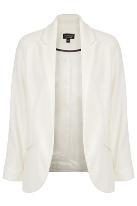 Ponte Jet Pocket Blazer - pattern: plain; fit: loose; length: below the bottom; style: boyfriend; collar: standard lapel/rever collar; predominant colour: white; occasions: casual, evening, work, occasion; fibres: polyester/polyamide - stretch; sleeve length: long sleeve; sleeve style: standard; collar break: low/open; pattern type: fabric; pattern size: standard; texture group: other - light to midweight; season: a/w 2012