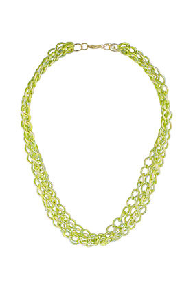City Lights Multirow Necklace - predominant colour: lime; occasions: casual, evening, work; length: mid; size: large/oversized; material: chain/metal; finish: metallic; embellishment: chain/metal; style: bib/statement; season: s/s 2013