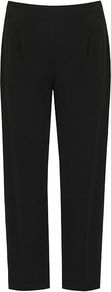 Women's Straight Leg Trousers, Black - length: standard; pattern: plain; waist: mid/regular rise; predominant colour: black; occasions: work; fibres: polyester/polyamide - stretch; waist detail: narrow waistband; fit: straight leg; pattern type: fabric; texture group: jersey - stretchy/drapey; style: standard