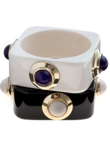 Limited Monochrome Jewel Square Bangle Set - occasions: casual, evening, work, occasion; style: bangle; size: large/oversized; material: plastic/rubber; predominant colour: monochrome; finish: plain; embellishment: jewels