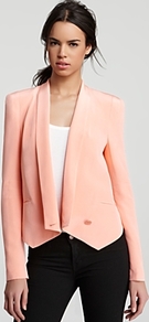 Jacket Becky - pattern: plain; style: single breasted blazer; shoulder detail: shoulder pads; collar: shawl/waterfall; predominant colour: nude; occasions: casual, evening, work, occasion; length: standard; fit: tailored/fitted; fibres: silk - 100%; sleeve length: long sleeve; sleeve style: standard; collar break: low/open; pattern type: fabric; pattern size: standard; texture group: woven light midweight