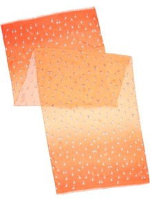 Ted Baker Lassy French Bull Dog Printed Scarf - predominant colour: bright orange; occasions: casual, work; type of pattern: small; style: regular; size: standard; material: fabric; embellishment: fringing; trends: fluorescent; pattern: patterned/print