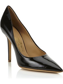 Susi Patent Leather Pump - predominant colour: black; occasions: evening, work, occasion; material: leather; heel height: high; heel: stiletto; toe: pointed toe; style: courts; finish: patent; pattern: plain