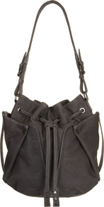 Storm Double Pocket Bag - predominant colour: charcoal; occasions: casual, work; style: shoulder; length: shoulder (tucks under arm); size: standard; material: leather; pattern: plain; finish: plain