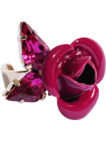 Tortesoishell And Rhinestone Ring - predominant colour: hot pink; occasions: casual, evening, occasion; style: cocktail; size: large/oversized; material: plastic/rubber; trends: fluorescent; finish: patent; embellishment: jewels