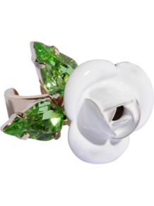 Tortesoishell And Rhinestone Ring - predominant colour: white; occasions: evening, occasion, holiday; style: cocktail; size: large/oversized; material: chain/metal; finish: patent; embellishment: jewels