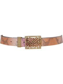 Filagree Belt, Pink - predominant colour: nude; occasions: casual, evening, work; type of pattern: standard; style: classic; size: standard; worn on: waist; material: leather; pattern: animal print; finish: metallic