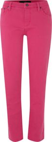 Women's Slim Leg Ankle Jeans, Pink - pattern: plain; pocket detail: traditional 5 pocket; style: slim leg; waist: mid/regular rise; predominant colour: hot pink; occasions: casual; length: ankle length; fibres: cotton - stretch; texture group: denim; pattern type: fabric