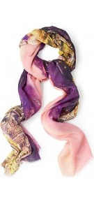 Portia Monaco Print Cotton Blend Scarf - occasions: casual, evening, work, occasion, holiday; predominant colour: multicoloured; type of pattern: heavy; style: regular; size: standard; material: fabric; embellishment: fringing; trends: statement prints; pattern: patterned/print