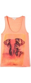 Arch Elphant Tank Top - sleeve style: standard vest straps/shoulder straps; style: vest top; predominant colour: coral; occasions: casual; length: standard; neckline: scoop; fibres: linen - 100%; fit: body skimming; sleeve length: sleeveless; pattern type: fabric; pattern size: big & busy; pattern: patterned/print; texture group: jersey - stretchy/drapey