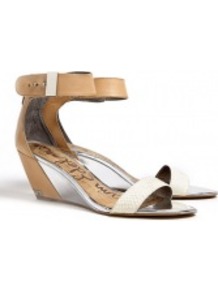 Natural Sophie Wedge Sandals - predominant colour: nude; occasions: casual, evening, work, occasion, holiday; material: leather; heel height: mid; embellishment: studs; ankle detail: ankle strap; heel: wedge; toe: open toe/peeptoe; style: standard; finish: plain; pattern: diamonds