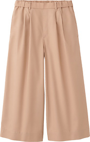 Women Cotton Skirt Trousers 31 Beige - pattern: plain; style: palazzo; pocket detail: pockets at the sides; length: below the knee; waist: mid/regular rise; predominant colour: camel; occasions: casual, evening, work, holiday; fibres: cotton - 100%; trends: volume; fit: wide leg; pattern type: fabric; texture group: jersey - stretchy/drapey