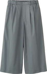 Women Cotton Skirt Trousers 56 Olive - length: calf length; pattern: plain; style: culotte; fit: loose/voluminous; waist: mid/regular rise; predominant colour: mid grey; occasions: casual, evening, work, holiday; fibres: cotton - 100%; hip detail: sculpting darts/pleats/seams at hip; texture group: cotton feel fabrics; trends: volume; pattern type: fabric