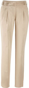 Cotton Trousers - length: standard; pattern: plain; waist: mid/regular rise; predominant colour: stone; occasions: casual, evening, work; fibres: cotton - stretch; hip detail: front pleats at hip level; texture group: crepes; fit: slim leg; pattern type: fabric; style: standard