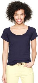 Slub Baseball T - sleeve style: raglan; pattern: plain; style: t-shirt; predominant colour: navy; occasions: casual, holiday; length: standard; neckline: scoop; fibres: cotton - mix; fit: body skimming; sleeve length: short sleeve; texture group: cotton feel fabrics; pattern type: fabric