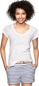 Slub Baseball T - sleeve style: raglan; pattern: plain; style: t-shirt; predominant colour: white; occasions: casual, holiday; length: standard; neckline: scoop; fibres: cotton - mix; fit: body skimming; sleeve length: short sleeve; texture group: cotton feel fabrics; pattern type: fabric