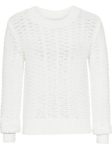 Jojo Textured Jumper - neckline: round neck; pattern: plain; style: standard; predominant colour: white; occasions: casual, work; length: standard; fibres: cotton - mix; fit: standard fit; sleeve length: long sleeve; sleeve style: standard; texture group: knits/crochet; pattern type: knitted - big stitch; pattern size: standard