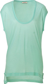 Light Mint Tyrwa T Shirt - pattern: plain; style: t-shirt; hip detail: fitted at hip; predominant colour: pistachio; occasions: casual; length: standard; neckline: scoop; fibres: polyester/polyamide - 100%; fit: loose; back detail: longer hem at back than at front; sleeve length: short sleeve; sleeve style: standard; pattern type: fabric; texture group: jersey - stretchy/drapey