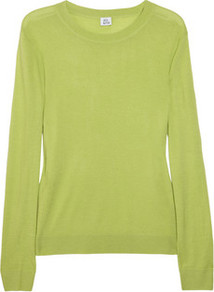 Fine Knit Cashmere Sweater - neckline: round neck; style: standard; predominant colour: lime; occasions: casual, work; length: standard; fit: standard fit; fibres: cashmere - 100%; sleeve length: long sleeve; sleeve style: standard; texture group: knits/crochet; pattern type: knitted - fine stitch