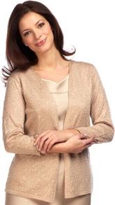 Brulee Sequin Cardigan - pattern: plain; neckline: collarless open; style: open front; predominant colour: nude; occasions: casual, evening, occasion; length: standard; fibres: cotton - mix; fit: standard fit; sleeve length: long sleeve; sleeve style: standard; texture group: knits/crochet; pattern type: knitted - fine stitch; embellishment: sequins