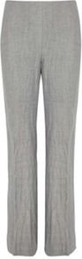 Dove Crinkle Trousers - length: standard; pattern: plain; waist: high rise; predominant colour: light grey; occasions: casual, evening, work; fibres: linen - 100%; texture group: linen; fit: straight leg; pattern type: fabric; style: standard
