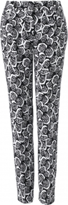 Verdi Trouser - length: standard; pocket detail: small back pockets, pockets at the sides; waist: mid/regular rise; predominant colour: black; occasions: casual, evening, work; fibres: polyester/polyamide - 100%; hip detail: fitted at hip (bottoms); trends: statement prints; fit: slim leg; pattern type: fabric; pattern size: small & busy; pattern: patterned/print; texture group: woven light midweight; style: standard