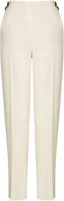 Eschimo Silk Trousers - pattern: plain; waist detail: embellishment at waist/feature waistband; waist: mid/regular rise; predominant colour: ivory; occasions: evening, work, occasion; length: ankle length; fibres: silk - 100%; fit: straight leg; pattern type: fabric; texture group: woven light midweight; style: standard
