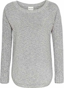 Dream Rib Sleeved Jumper - pattern: plain; length: below the bottom; style: standard; predominant colour: light grey; occasions: casual, work; fibres: cotton - mix; fit: standard fit; neckline: crew; sleeve length: long sleeve; sleeve style: standard; texture group: knits/crochet; pattern type: knitted - fine stitch; pattern size: standard