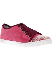 Low Top Trainer - predominant colour: pink; occasions: casual, work, holiday; material: suede; heel height: flat; toe: round toe; style: trainers; trends: sporty redux; finish: plain; pattern: colourblock