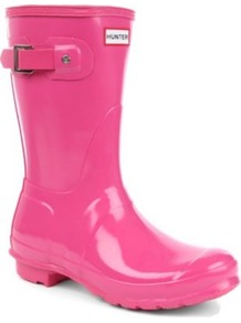 Original Gloss Short Wellies - predominant colour: hot pink; occasions: casual; material: plastic/rubber; heel height: flat; embellishment: buckles; heel: standard; toe: round toe; boot length: mid calf; style: wellies; finish: patent; pattern: plain