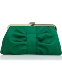 Emerald Green Clutch - predominant colour: emerald green; occasions: evening, occasion; type of pattern: standard; style: clutch; length: hand carry; size: small; material: fabric; embellishment: pleated; pattern: plain; finish: plain
