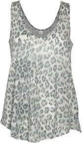 Elixir Leopard Print Tank - sleeve style: sleeveless; back detail: cowl/draping/scoop at back; style: vest top; predominant colour: mid grey; occasions: casual, evening, holiday; length: standard; neckline: scoop; fibres: cotton - 100%; fit: loose; sleeve length: sleeveless; pattern type: fabric; pattern size: standard; pattern: animal print; texture group: jersey - stretchy/drapey