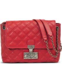 Large Single Baroque Bag - predominant colour: true red; occasions: evening, work, occasion, holiday; type of pattern: standard; style: shoulder; length: shoulder (tucks under arm); size: small; material: leather; embellishment: quilted; pattern: plain; finish: plain