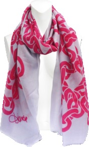 Kenley Chain Scarf - secondary colour: blush; predominant colour: hot pink; occasions: casual, work; type of pattern: standard; style: regular; size: standard; pattern: patterned/print; material: cashmere