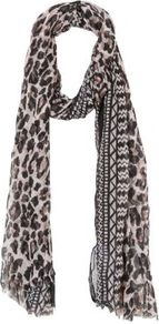Brown Leopard Aztec Print Scarf - predominant colour: chocolate brown; occasions: casual; type of pattern: standard; style: regular; size: standard; material: fabric; pattern: animal print