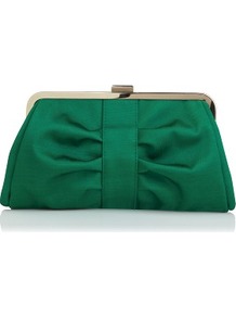Emerald Green Clutch - predominant colour: emerald green; occasions: evening, occasion; type of pattern: standard; style: clutch; length: hand carry; size: standard; material: fabric; pattern: plain; finish: plain