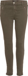 1446 Jewel Zip Moto Capri Jeans - style: skinny leg; pattern: plain; waist: low rise; predominant colour: khaki; occasions: casual; length: ankle length; fibres: cotton - mix; jeans detail: dark wash; texture group: denim; pattern type: fabric; pattern size: standard