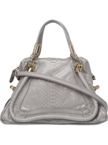 Paraty Python Shoulder Bag - predominant colour: light grey; occasions: casual, work; type of pattern: light; style: shoulder; length: shoulder (tucks under arm); size: standard; material: leather; pattern: animal print; finish: plain