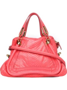 Paraty Python Shoulder Bag - predominant colour: coral; occasions: casual, work, holiday; type of pattern: light; style: shoulder; length: shoulder (tucks under arm); size: standard; material: animal skin; pattern: animal print; trends: fluorescent; finish: plain