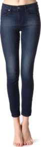 Hoxton Skinny High Rise Jeans - style: skinny leg; pattern: plain; pocket detail: traditional 5 pocket; waist: mid/regular rise; predominant colour: navy; occasions: casual, evening, work; length: ankle length; fibres: cotton - stretch; jeans detail: dark wash; texture group: denim; pattern type: fabric; pattern size: standard
