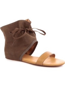 Gale Leather Sandals - predominant colour: chocolate brown; occasions: casual, holiday; material: leather; heel height: flat; ankle detail: ankle tie; heel: standard; toe: open toe/peeptoe; style: gladiators; finish: plain; pattern: plain