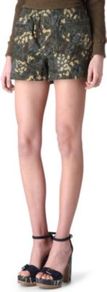 Forks Parka Shorts - style: shorts; waist detail: elasticated waist; length: short shorts; waist: mid/regular rise; predominant colour: khaki; occasions: casual, holiday; fibres: cotton - 100%; texture group: cotton feel fabrics; fit: straight leg; pattern type: fabric; pattern size: standard; pattern: patterned/print